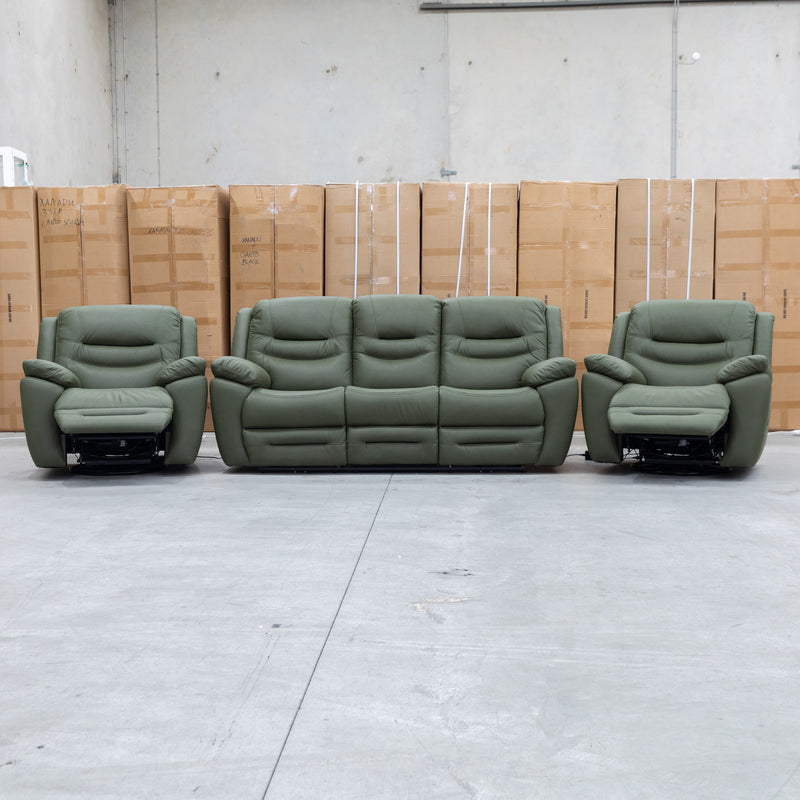 The Airlie Three Seat Electric Recliner Lounge - Moss