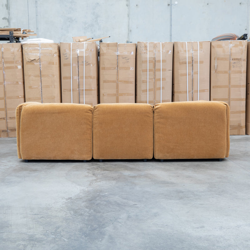 The Sienna Feather & Foam Modular Corner Lounge with Ottoman - Ochre