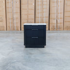 The Province Three Drawer Bedside - Black & White Jazz Top available to purchase from Warehouse Furniture Clearance at our next sale event.
