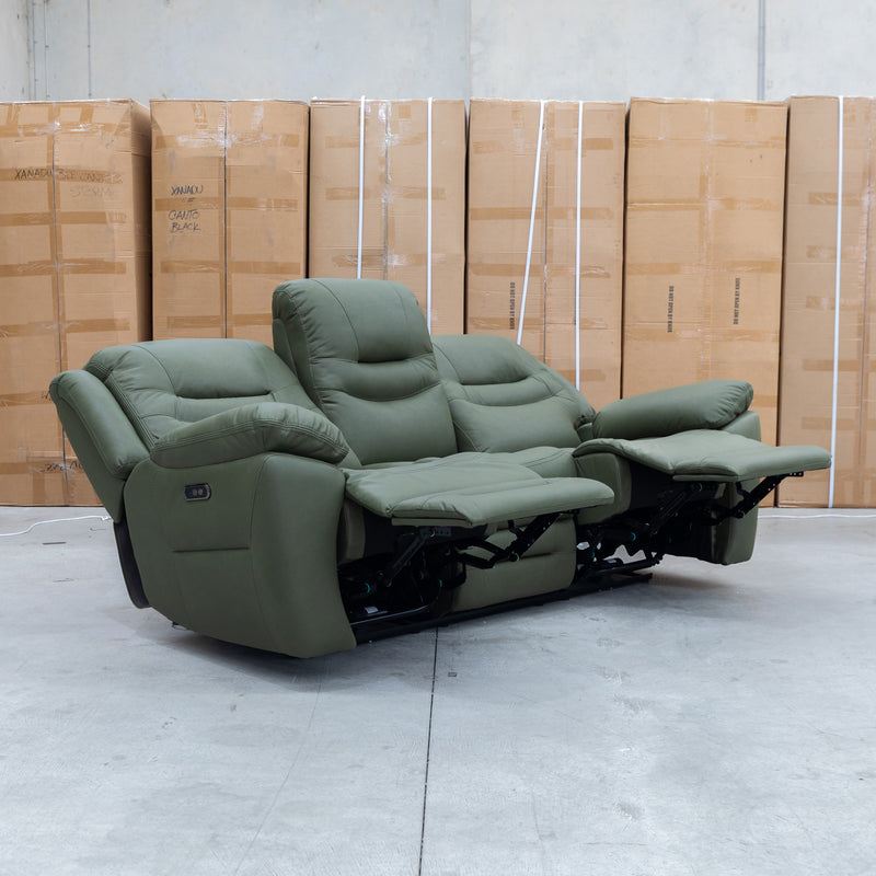 The Airlie Three Seat Electric Recliner Lounge - Moss
