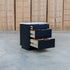 Province Three Drawer Bedside - Black & White Jazz Top