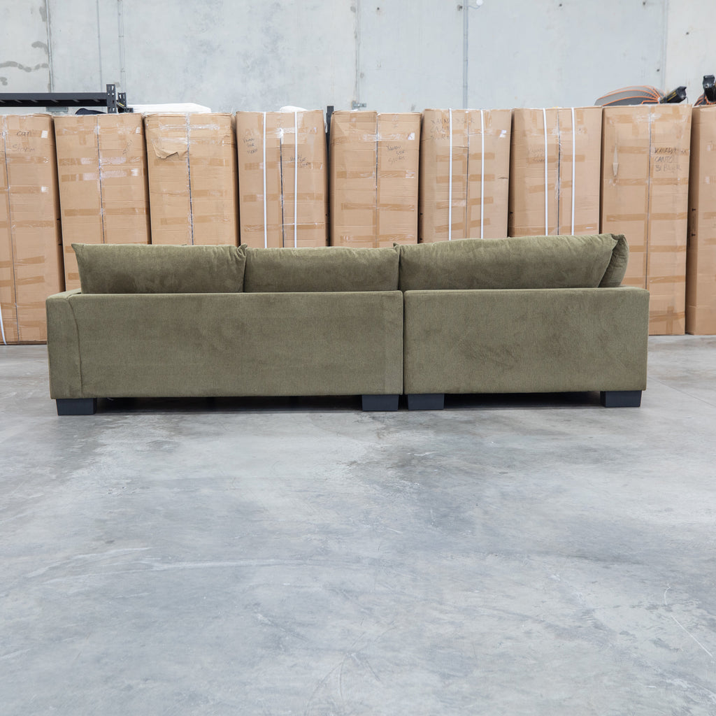 The Adelina Deep Seated Corner Lounge - Moss Green available to purchase from Warehouse Furniture Clearance at our next sale event.