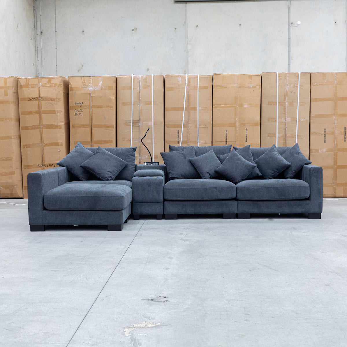 The Paige Reversible Chaise Lounge - Charcoal available to purchase from Warehouse Furniture Clearance at our next sale event.