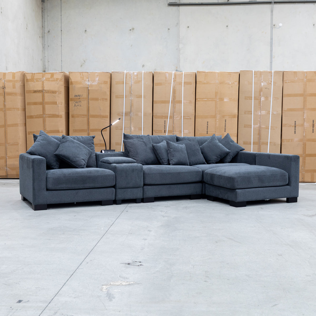 The Paige Reversible Chaise Lounge - Charcoal available to purchase from Warehouse Furniture Clearance at our next sale event.