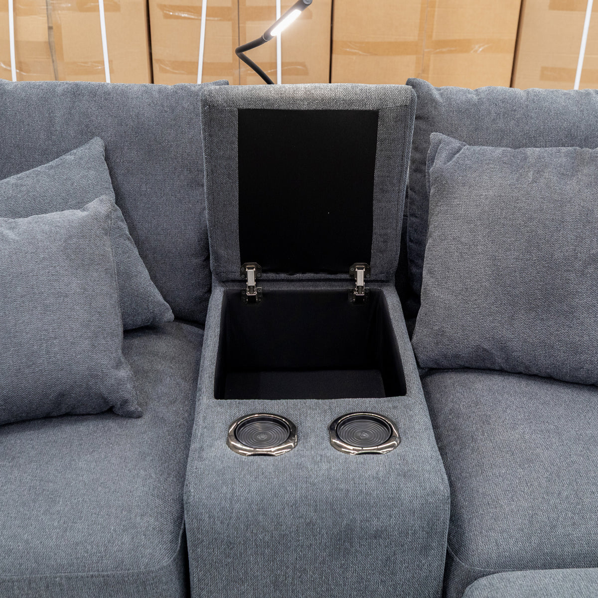 The Paige Reversible Chaise Lounge - Charcoal available to purchase from Warehouse Furniture Clearance at our next sale event.