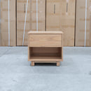 The Mandalay Mountain Ash Timber 1 Drawer Bedside available to purchase from Warehouse Furniture Clearance at our next sale event.