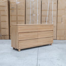 The Mandalay Mountain Ash Timber Six Drawer Dresser available to purchase from Warehouse Furniture Clearance at our next sale event.