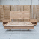 The Mandalay Mountain Ash Timber Queen Floating Bedframe available to purchase from Warehouse Furniture Clearance at our next sale event.