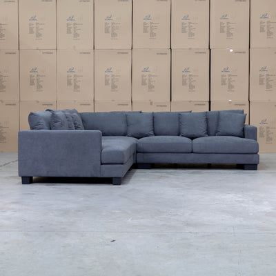 The Adelina Deep Seated Corner Lounge - Miss Charcoal available to purchase from Warehouse Furniture Clearance at our next sale event.