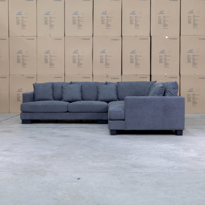 The Adelina Deep Seated Corner Lounge - Miss Charcoal available to purchase from Warehouse Furniture Clearance at our next sale event.
