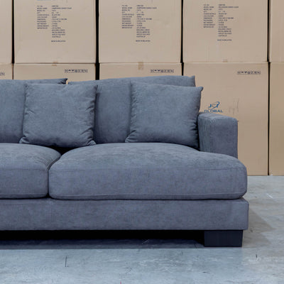 The Adelina Deep Seated Corner Lounge - Miss Charcoal available to purchase from Warehouse Furniture Clearance at our next sale event.