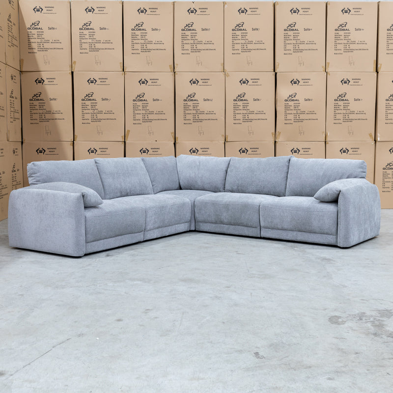 The Newcastle 5 Piece Modular Corner Lounge - Silver available to purchase from Warehouse Furniture Clearance at our next sale event.