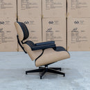 The Eames Replica Leather Chair and Ottoman - Black Leather available to purchase from Warehouse Furniture Clearance at our next sale event.