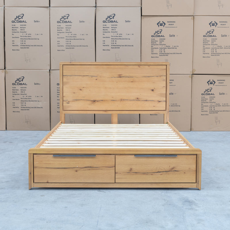 The Newfarm Distressed Oak King Storage Bed - Available After 6th November available to purchase from Warehouse Furniture Clearance at our next sale event.