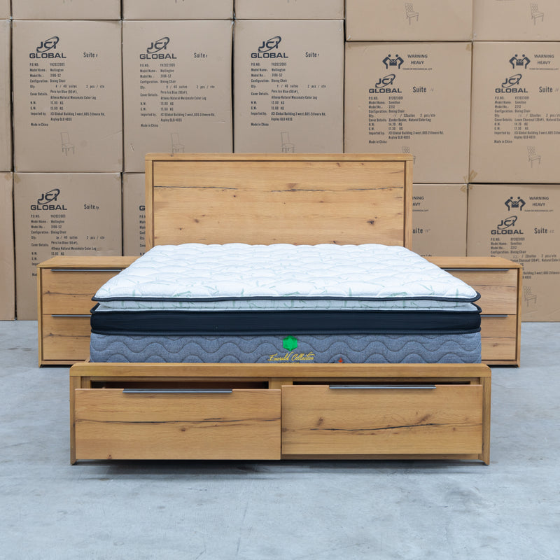 The Newfarm Distressed Oak King Storage Bed - Available After 6th November available to purchase from Warehouse Furniture Clearance at our next sale event.