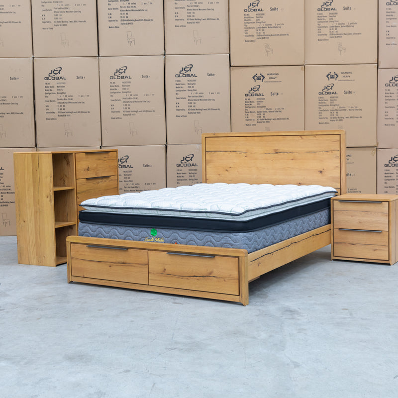 The Newfarm Distressed Oak King Storage Bed - Available After 6th November available to purchase from Warehouse Furniture Clearance at our next sale event.