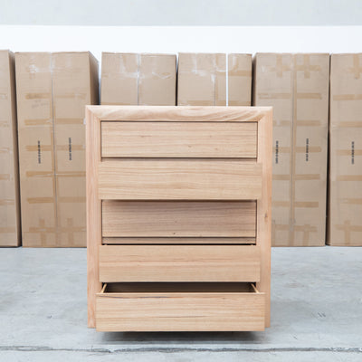 Noah 5 Drawer Hardwood Tallboy - Natural - Warehouse Furniture Clearance