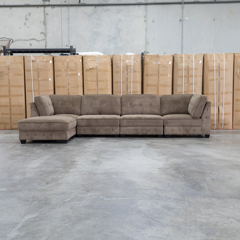 The Nobu Modular Corner Lounge with Ottoman - Chocolate