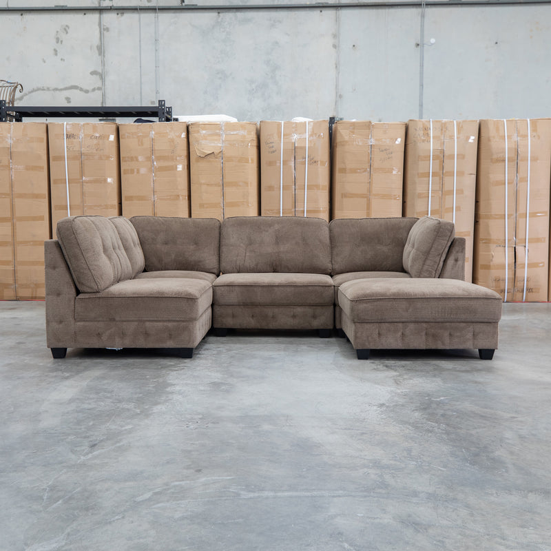 The Nobu Modular Corner Lounge with Ottoman - Chocolate
