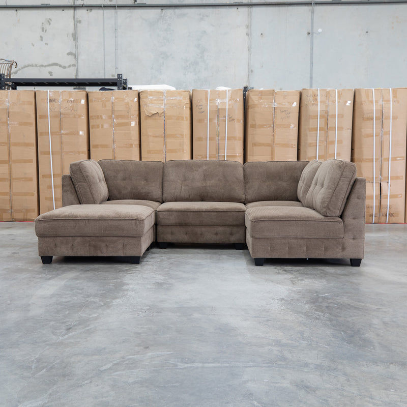 The Nobu Modular Corner Lounge with Ottoman - Chocolate