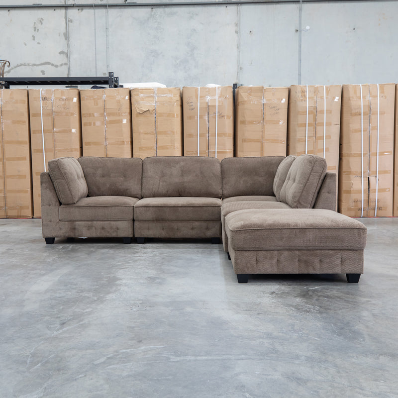 The Nobu Modular Corner Lounge with Ottoman - Chocolate