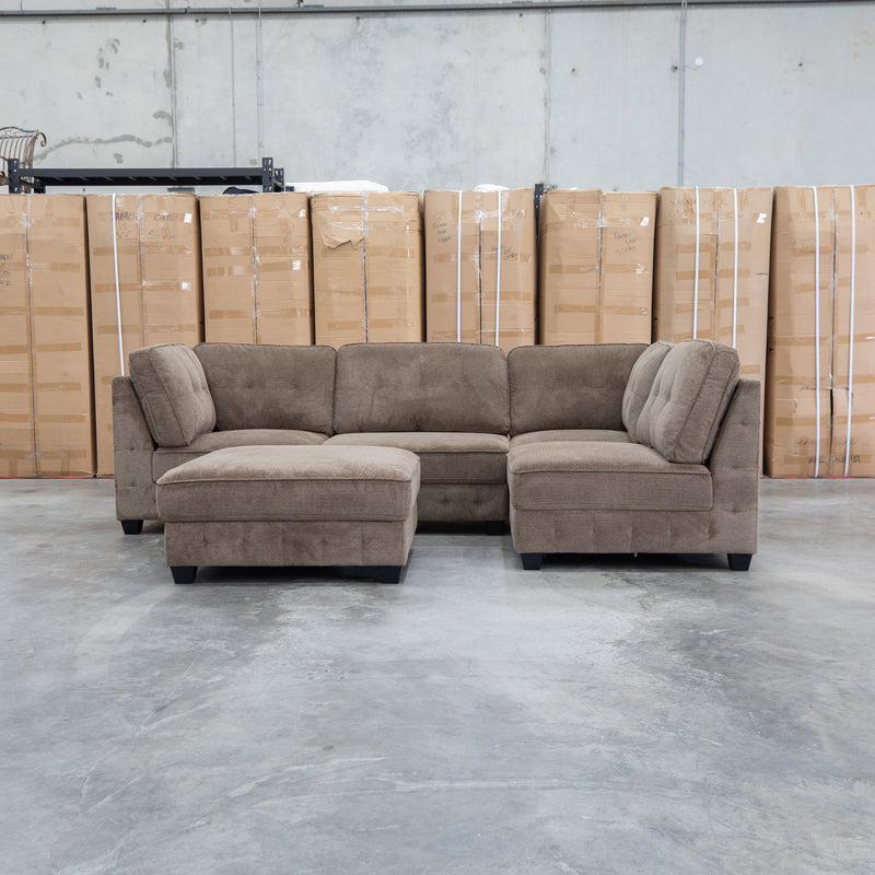 The Nobu Modular Corner Lounge with Ottoman - Chocolate