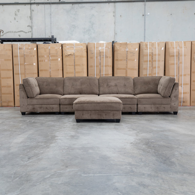 The Nobu Modular Corner Lounge with Ottoman - Chocolate