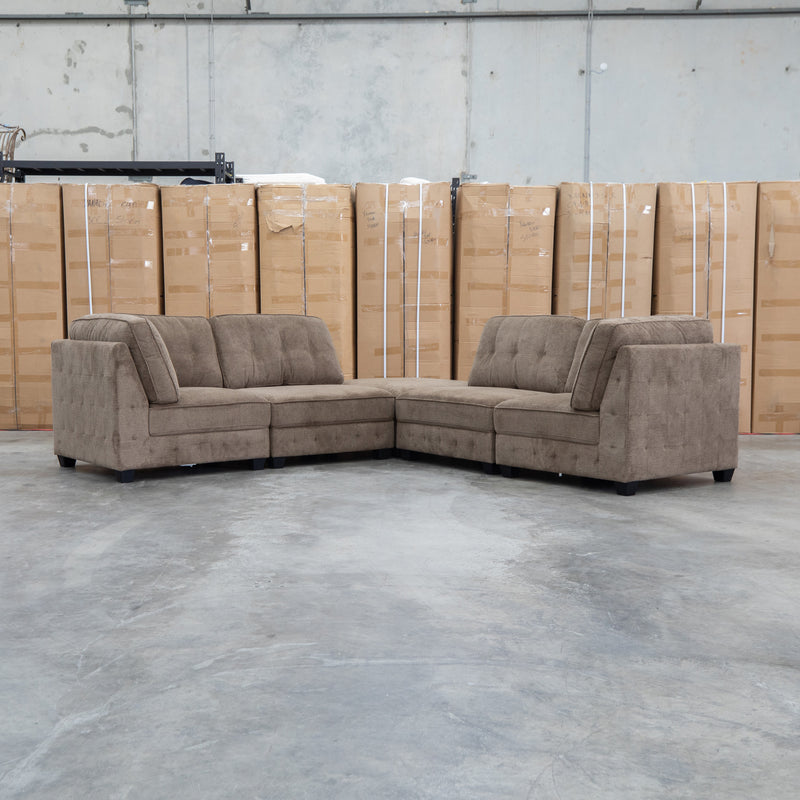 The Nobu Modular Corner Lounge with Ottoman - Chocolate