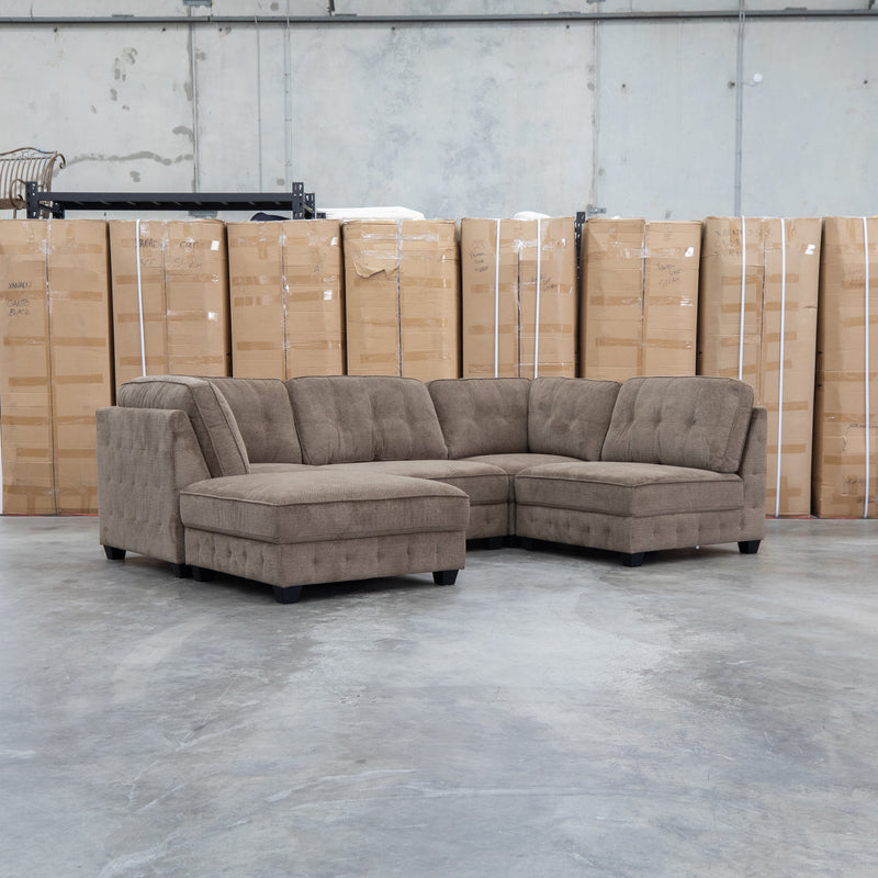 The Nobu Modular Corner Lounge with Ottoman - Chocolate