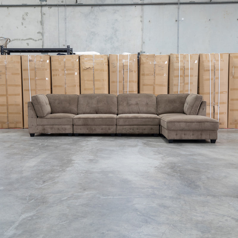 The Nobu Modular Corner Lounge with Ottoman - Chocolate