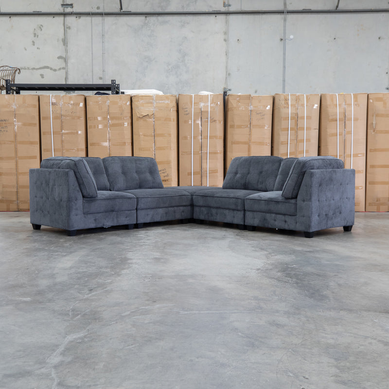 The Nobu Modular Corner Lounge with Ottoman - Carbon