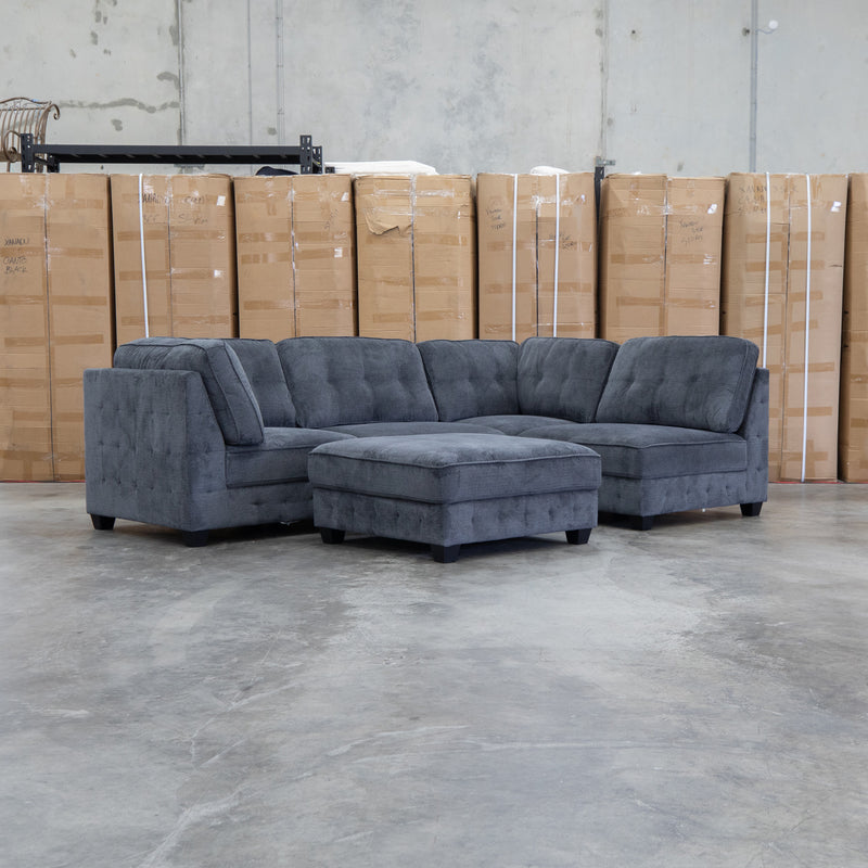 The Nobu Modular Corner Lounge with Ottoman - Carbon
