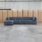 The Nobu Modular Corner Lounge with Ottoman - Carbon - PRE ORDER Available After 5th November available to purchase from Warehouse Furniture Clearance at our next sale event.