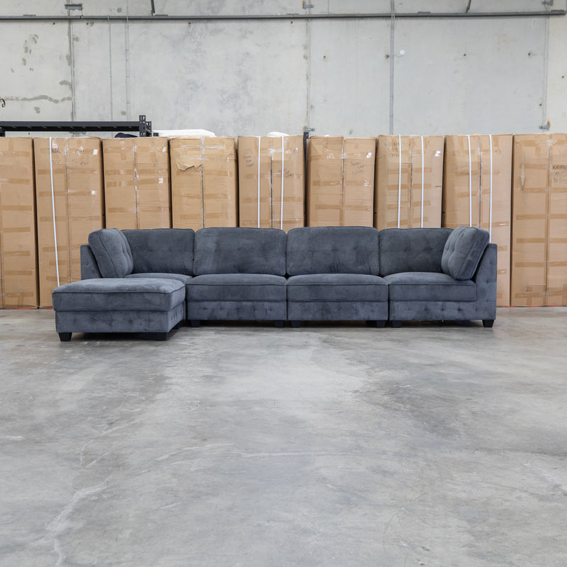 The Nobu Modular Corner Lounge with Ottoman - Carbon