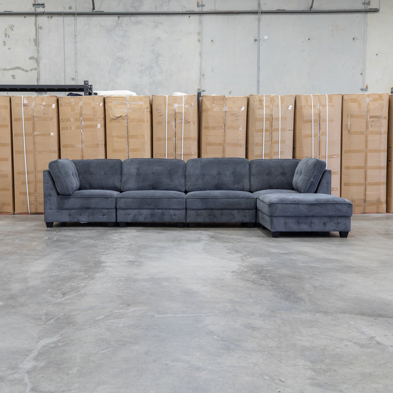 The Nobu Modular Corner Lounge with Ottoman - Carbon