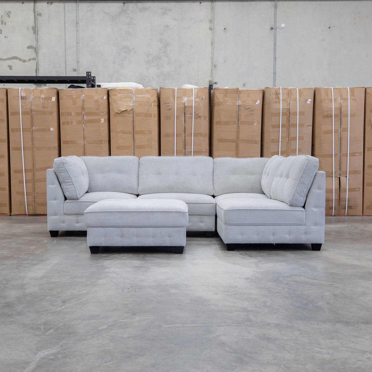 The Nobu Modular Corner Lounge with Ottoman - Oat - PRE ORDER Available After 5th November available to purchase from Warehouse Furniture Clearance at our next sale event.