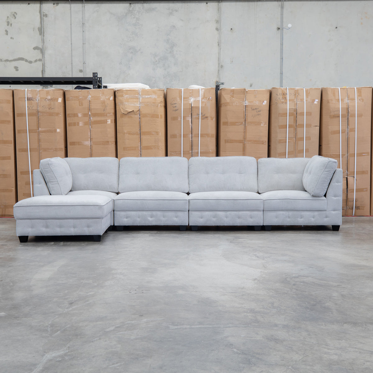 The Nobu Modular Corner Lounge with Ottoman - Oat - PRE ORDER Available After 5th November available to purchase from Warehouse Furniture Clearance at our next sale event.