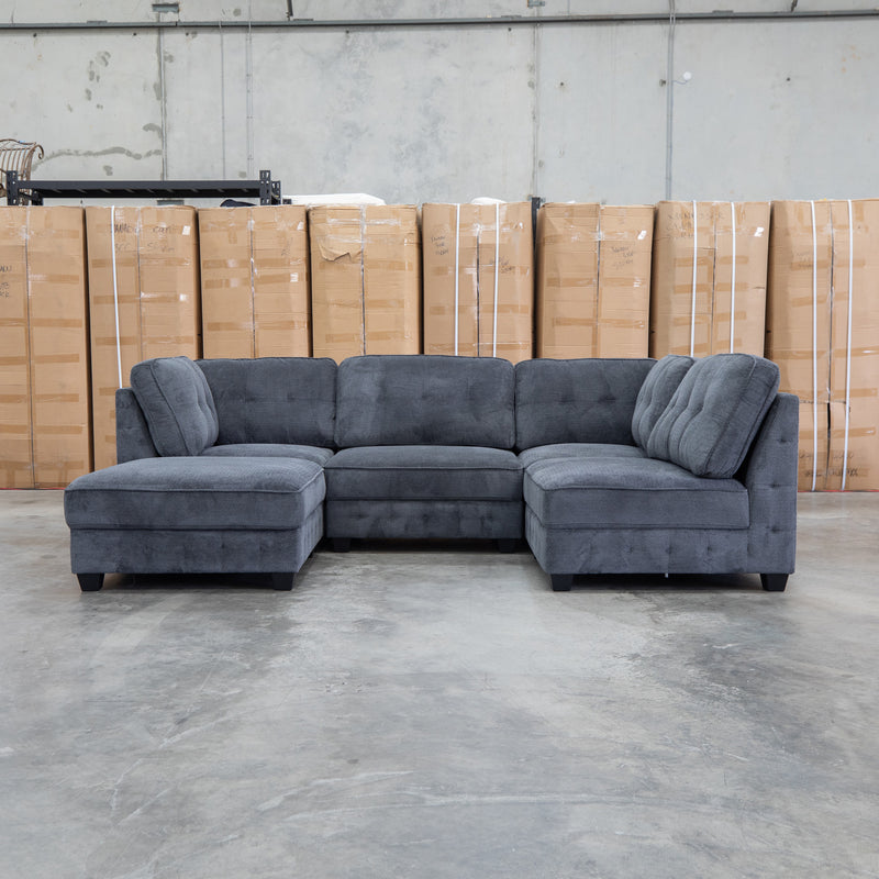 The Nobu Modular Corner Lounge with Ottoman - Carbon