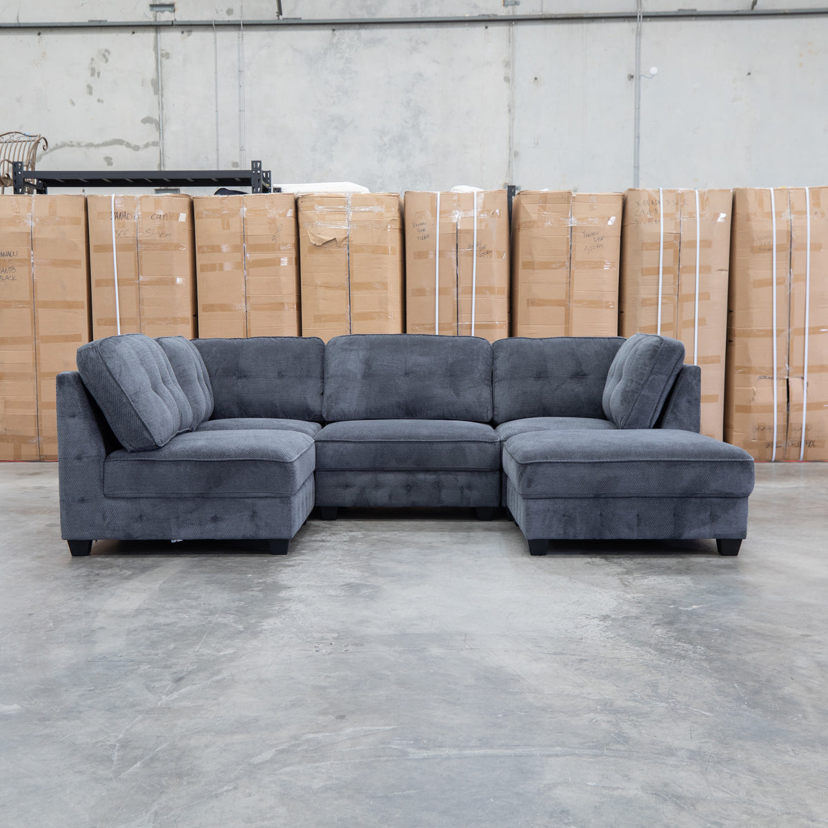 The Nobu Modular Corner Lounge with Ottoman - Carbon - PRE ORDER Available After 5th November available to purchase from Warehouse Furniture Clearance at our next sale event.