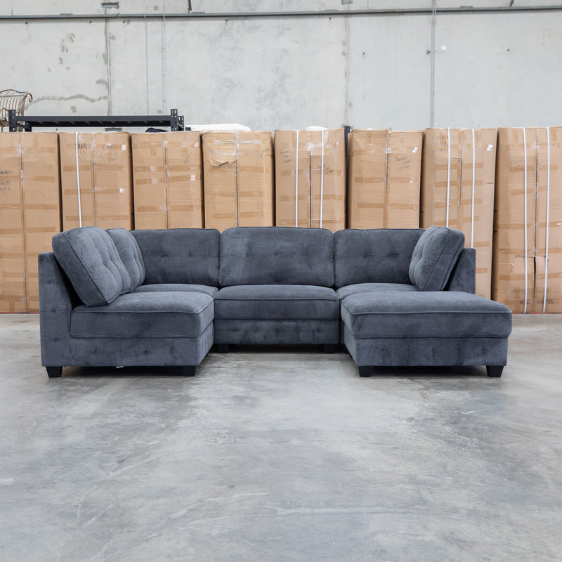 The Nobu Modular Corner Lounge with Ottoman - Carbon