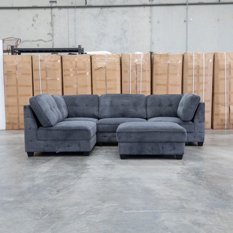 The Nobu Modular Corner Lounge with Ottoman - Carbon