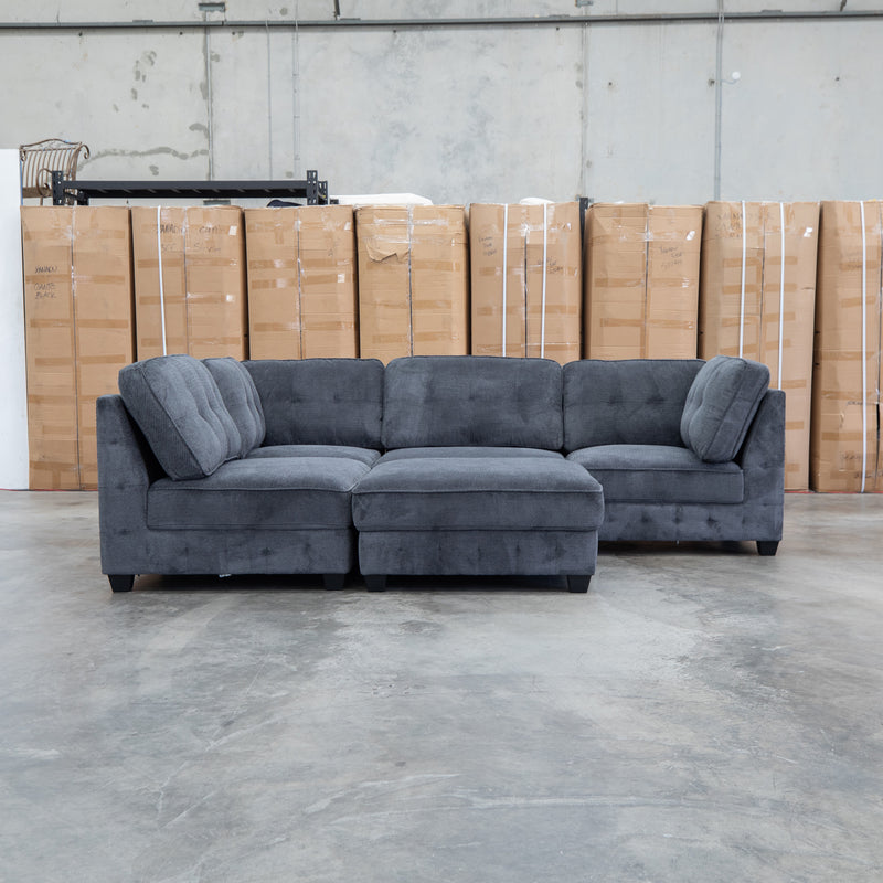 The Nobu Modular Corner Lounge with Ottoman - Carbon