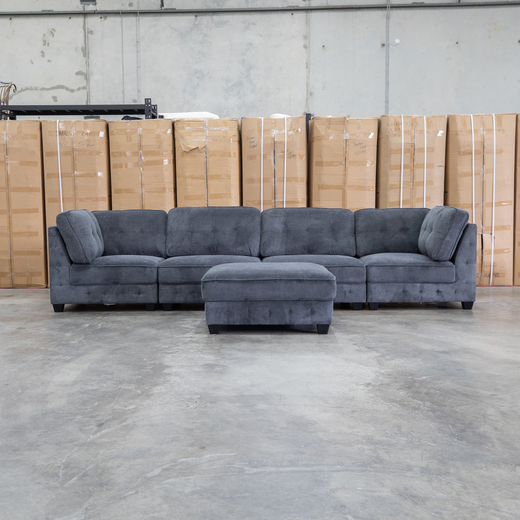 The Nobu Modular Corner Lounge with Ottoman - Carbon - PRE ORDER Available After 5th November available to purchase from Warehouse Furniture Clearance at our next sale event.