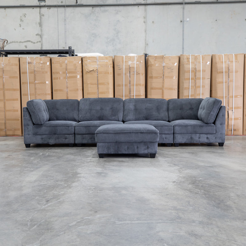 The Nobu Modular Corner Lounge with Ottoman - Carbon