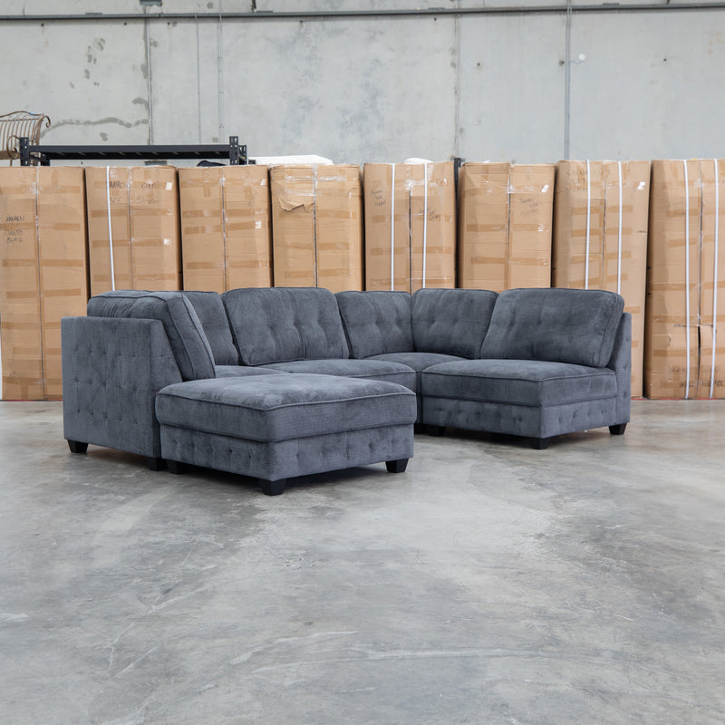 The Nobu Modular Corner Lounge with Ottoman - Carbon