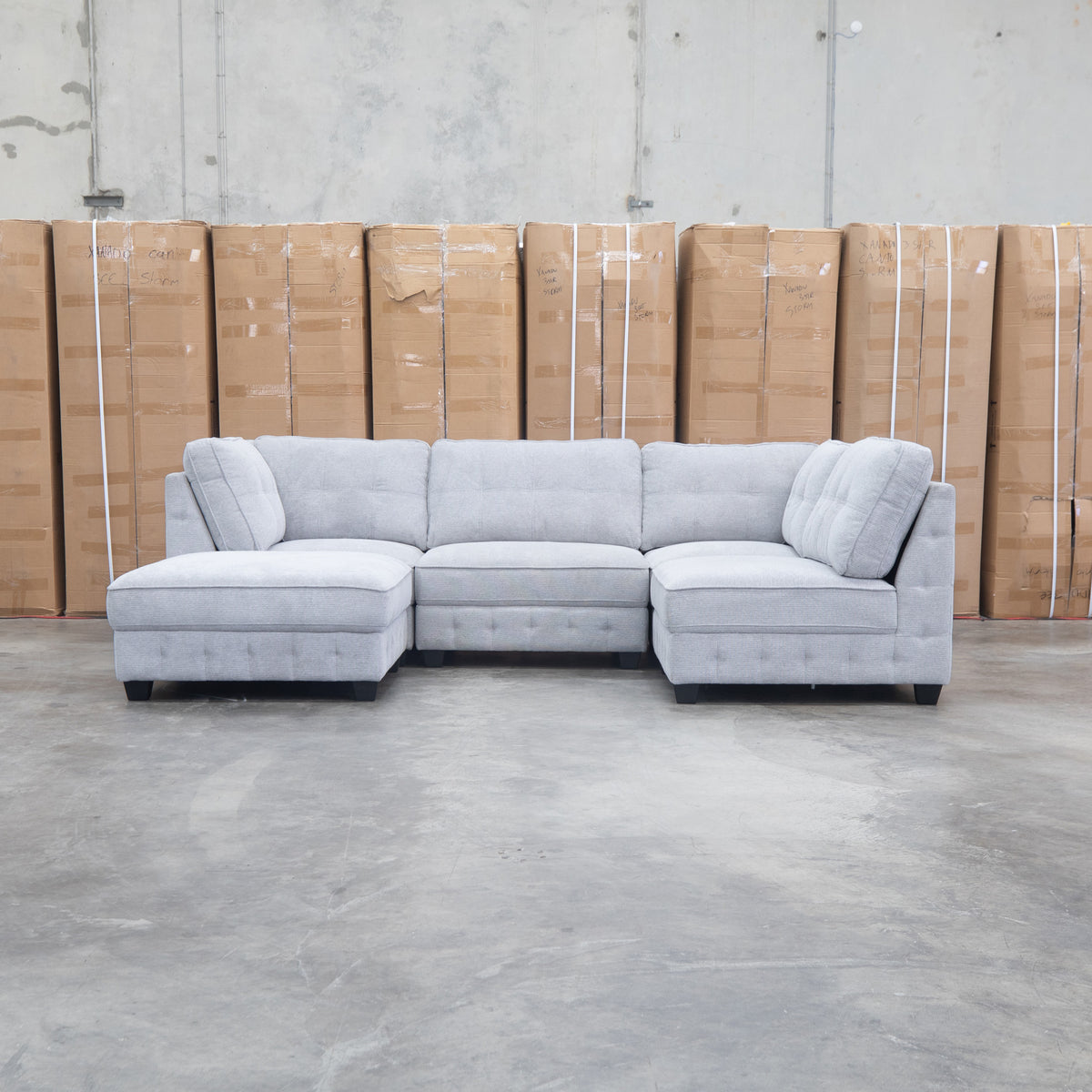 The Nobu Modular Corner Lounge with Ottoman - Share Slate available to purchase from Warehouse Furniture Clearance at our next sale event.
