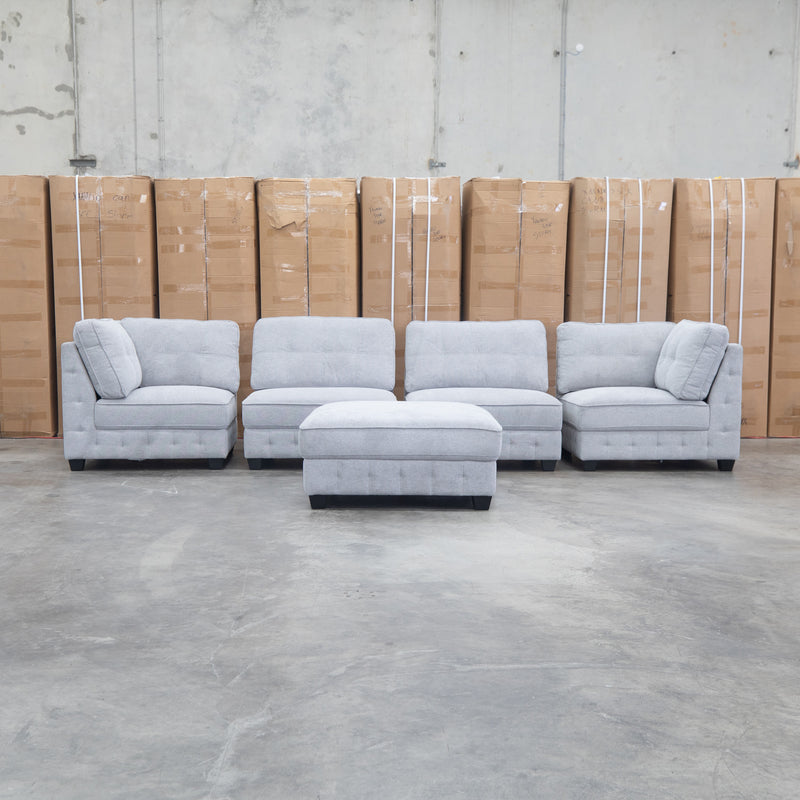 The Nobu Modular Corner Lounge with Ottoman - Share Slate