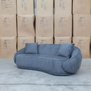The Noosa Curved Fabric Three Seat Sofa - Dark Grey available to purchase from Warehouse Furniture Clearance at our next sale event.