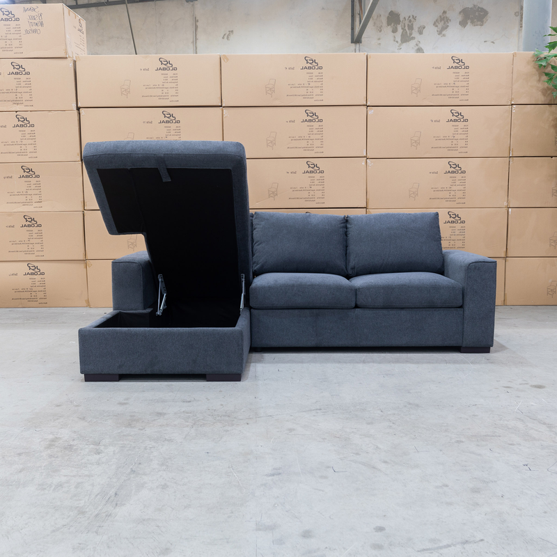 The Oakland Sofa Bed with LHF Storage Chaise - Charcoal