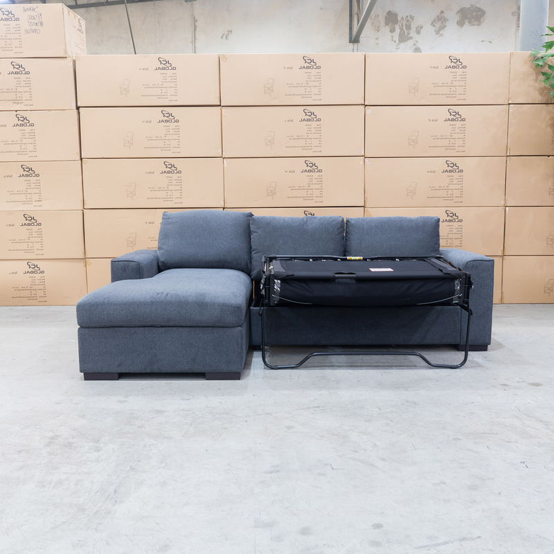 The Oakland Sofa Bed with LHF Storage Chaise - Charcoal